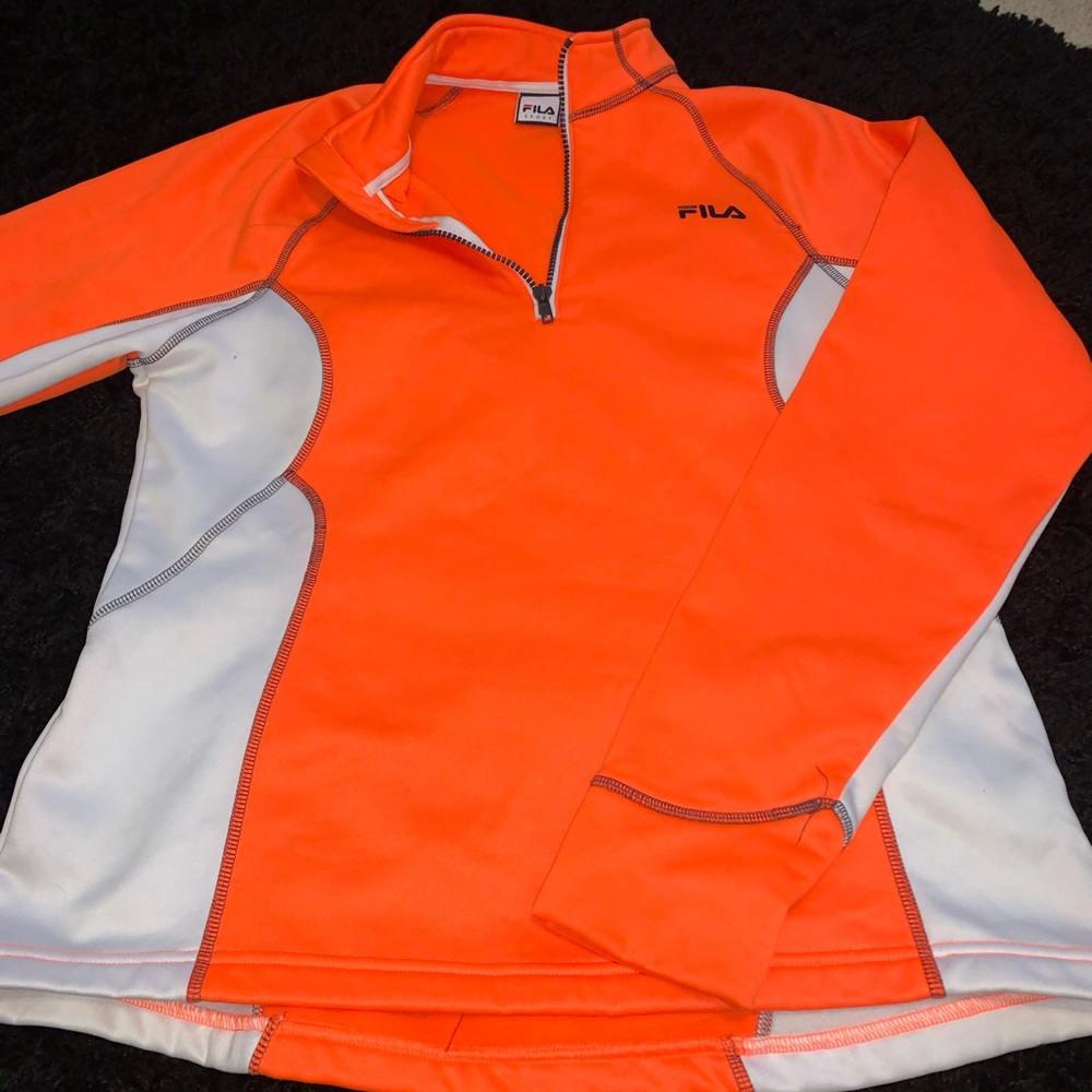 Neon Orange Fila Pullover Jacket